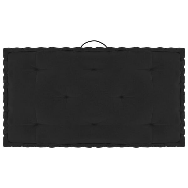 vidaXL Almofad&otilde;es para sof&aacute; de paletes 7 pcs algod&atilde;o preto