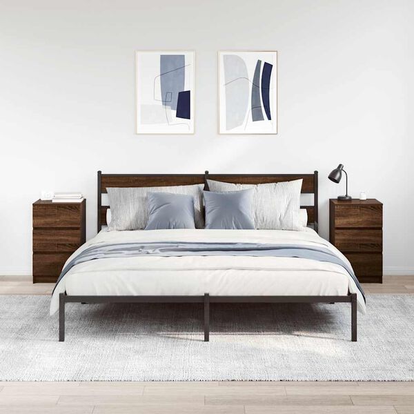 vidaXL Mesas de cabeceira 3 gavetas 2pcs 39x35x65cm carvalho castanho