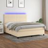 vidaXL Cama box spring c/ colch&atilde;o e LED 180x200 cm tecido cor creme