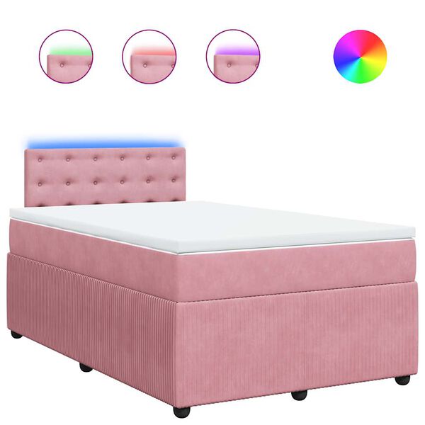 vidaXL Cama boxspring com colch&atilde;o 120x200 cm veludo rosa