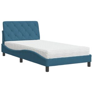vidaXL Cama com colch&atilde;o 100x200 cm veludo azul