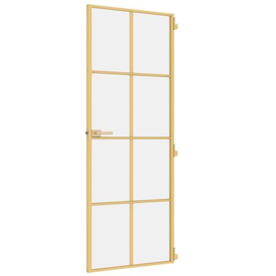 vidaXL Porta interior 76x201,5 cm vidro temperado e alumínio dourado