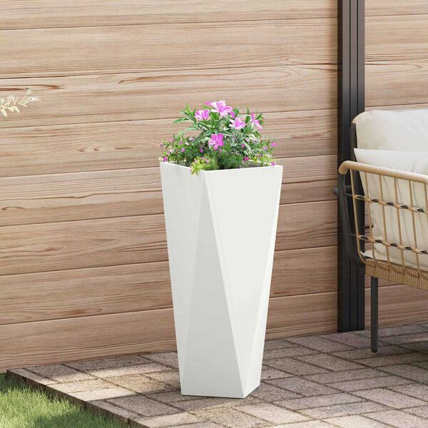 vidaXL Floreira Branco 30 x 30 x 75 cm A&ccedil;o