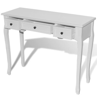 vidaXL Toucador/mesa consola com três gavetas branco
