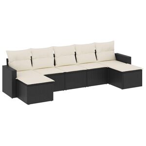 vidaXL 7 pcs conjunto de sof&aacute;s p/ jardim c/ almofad&otilde;es vime PE preto