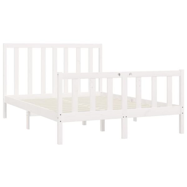 vidaXL Estrutura de cama 140x200 cm madeira maci&ccedil;a branco