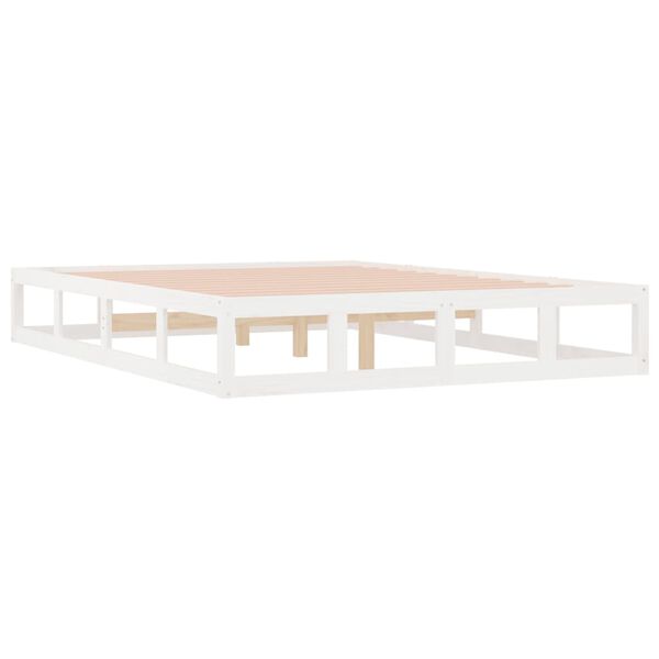 vidaXL Estrutura de cama 200x200 cm pinho maci&ccedil;o branco