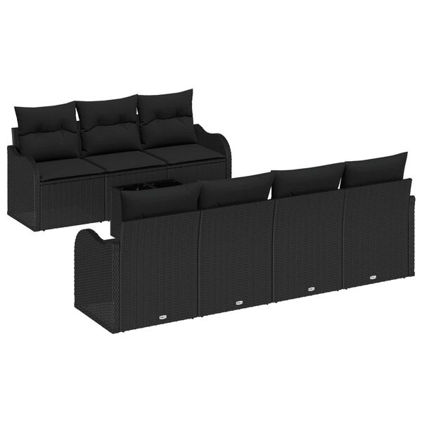 vidaXL Conjunto de Sof&aacute; de Jardim com almofada 8 pcs Preto