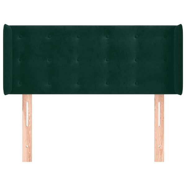 vidaXL Cabeceira de cama c/ abas veludo 83x16x78/88 cm verde-escuro