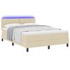 vidaXL Cama Box com colch&atilde;o com led Creme 140 x 200 cm tecido