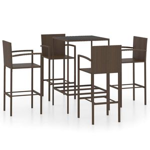 vidaXL 5 pcs conjunto de bar para jardim vime PE castanho