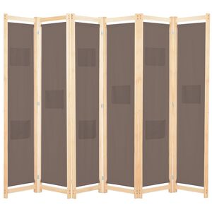 vidaXL Divis&oacute;ria de quarto com 6 pain&eacute;is 240x170x4 cm tecido castanho
