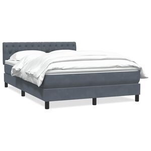 vidaXL Cama com molas/colch&atilde;o 140x220 cm veludo cinzento-escuro