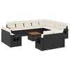 vidaXL 13 pcs conjunto de sof&aacute;s de jardim com almofad&otilde;es vime PE preto