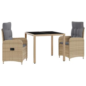 vidaXL Conjunto de Jantar para Exterior 3 unid. Bege e Cinza Claro