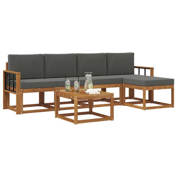 vidaXL Conjunto de Sof&aacute;s para Exterior 6 pcs Natural e Antracite