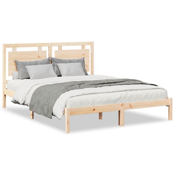 vidaXL Cama extra longa sem colch&atilde;o 140x210 cm madeira maci&ccedil;a