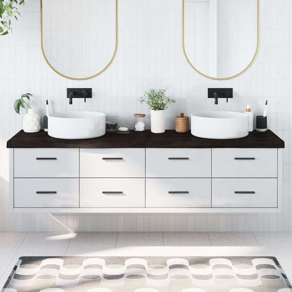 vidaXL Bancada p/ WC 200x60x(2-6)cm madeira tratada maci&ccedil;a castanho