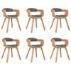 vidaXL Cadeira de jantar 6 pcs madeira curvada e tecido cinzento-claro