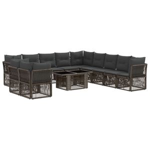 vidaXL Conjunto de Sof&aacute; de Jardim 12 unid. Cinzento vime PE