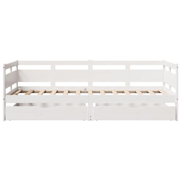 vidaXL Sofá-cama c/ gavetas 90x190 cm madeira de pinho maciça branco