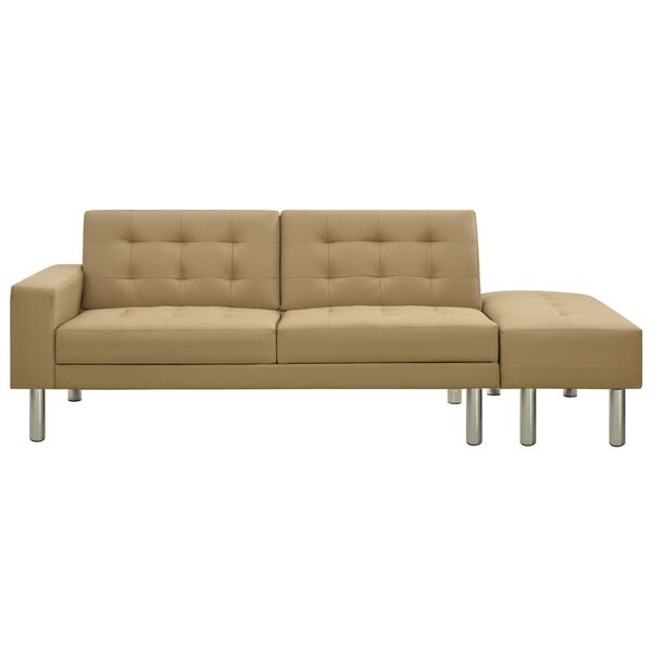 vidaXL Sof&aacute;-cama couro artificial cappuccino