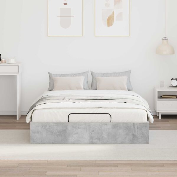 vidaXL Estrutura de Cama Ottoman Cinzento Concreto 120 x 200 cm