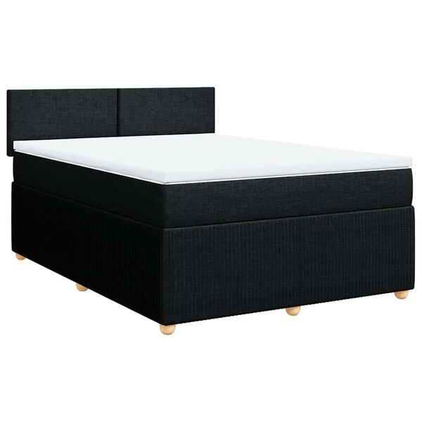 vidaXL Cama com molas/colch&atilde;o 160x200 cm tecido preto