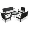 vidaXL 5 pcs conjunto lounge de jardim c/ almofad&otilde;es vime PE preto