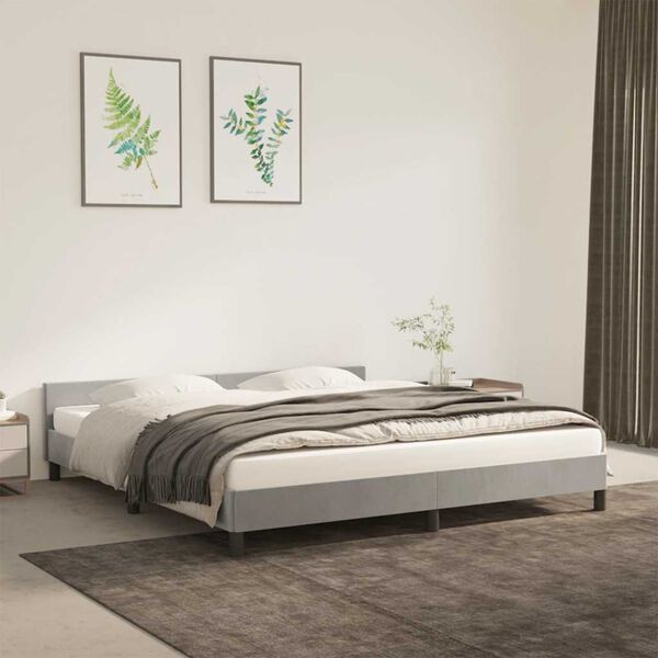 vidaXL Estrutura de cama sem colch&atilde;o 160x200 cm veludo cinzento-claro