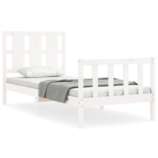 vidaXL Cama sem colch&atilde;o 90x200 cm madeira de pinho maci&ccedil;a branco