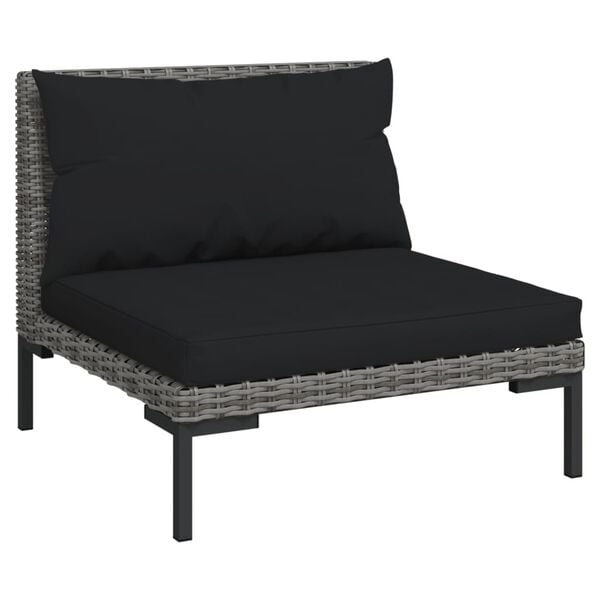 vidaXL 10 pcs conj. lounge jardim c/ almofad&otilde;es vime PE cinza-escuro