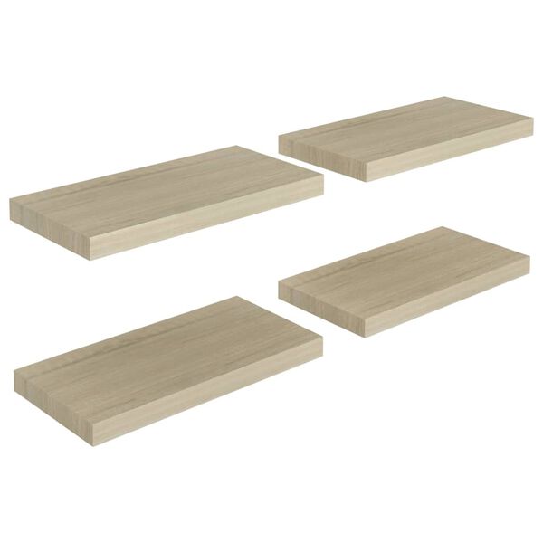 vidaXL Prateleiras de parede suspensas 4 pcs 50x23x3,8cm MDF carvalho