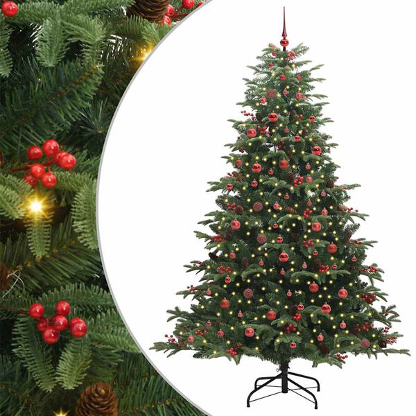 vidaXL &Aacute;rvore de Natal Artificial Verde 240 cm PVC, Metal e Pl&aacute;stico