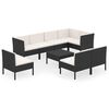 vidaXL 9 pcs conjunto lounge de jardim c/ almofad&otilde;es vime PE preto