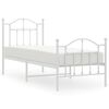vidaXL Estrutura de cama com cabeceira e p&eacute;s 75x190 cm metal branco