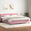 vidaXL Cama box spring c/ colch&atilde;o e LED 180x210 cm veludo Rosa