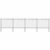 vidaXL Cerca de jardim com topo em forma de lan&ccedil;a em a&ccedil;o 714,5x150 cm, preta