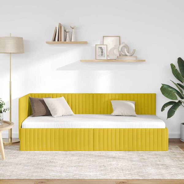 vidaXL Estrutura de Cama de Canto Amarelo 80 cm x 200 cm Veludo
