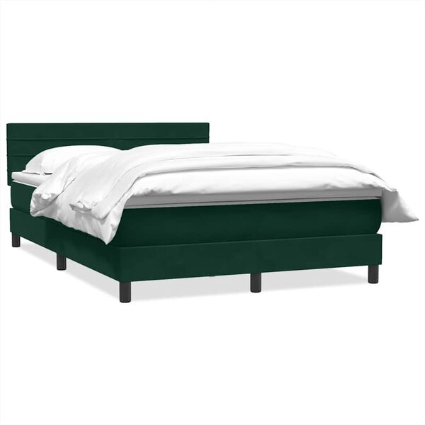vidaXL Cama com molas/colch&atilde;o 160x220 cm veludo verde-escuro