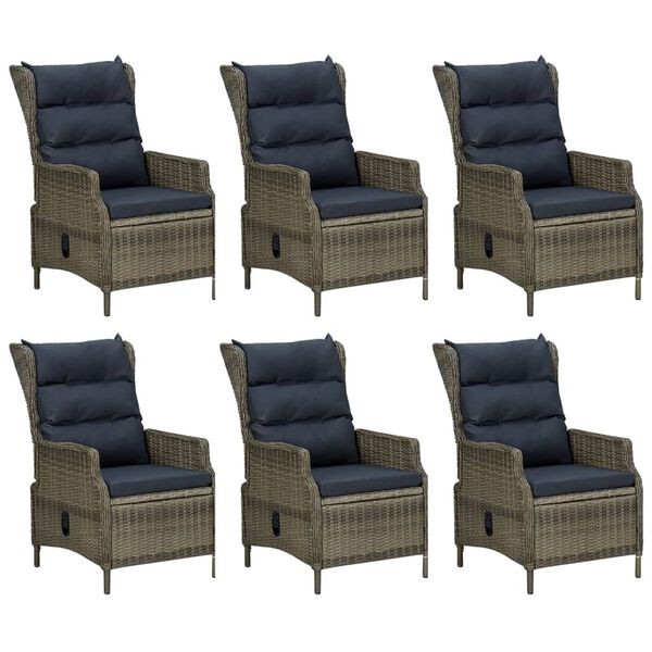 vidaXL 7 pcs conjunto de jantar para jardim vime PE castanho