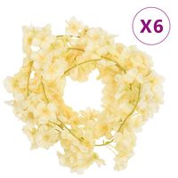 vidaXL Grinaldas de flores artificiais 6 pcs 180 cm champanhe
