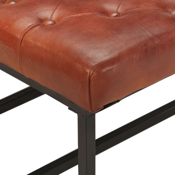 vidaXL Pufe 80x80x43 cm couro genu&iacute;no castanho-escuro