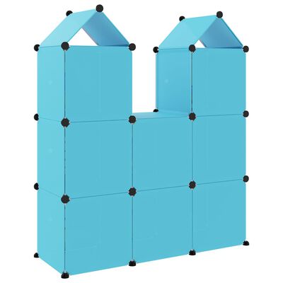 vidaXL Armário de arrumação infantil com 8 cubos PP azul