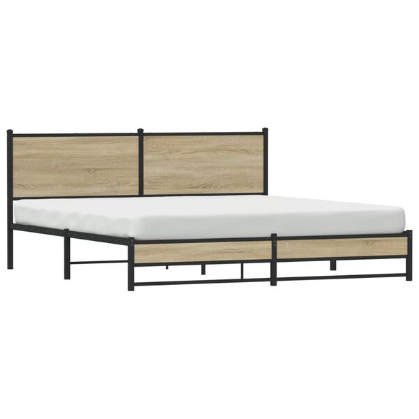 vidaXL Estrutura de cama sem colch&atilde;o 180x200cm metal carvalho sonoma