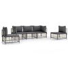 vidaXL 5 pcs conjunto lounge de jardim c/ almofad&otilde;es vime PE antracite