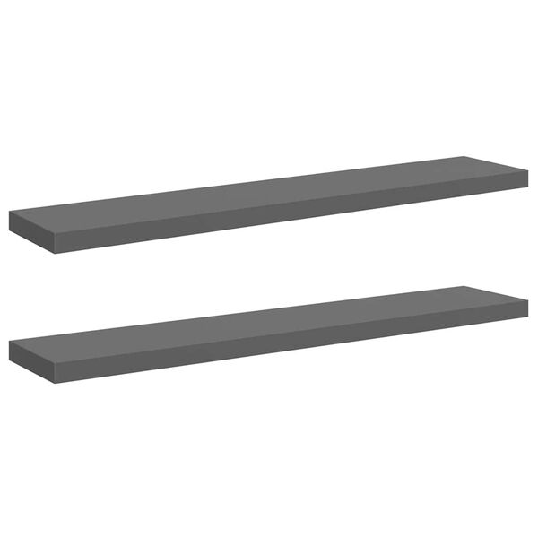 vidaXL Prateleiras de parede suspensas 2 pcs 120x23,5x3,8cm MDF cinza
