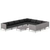 vidaXL 11pcs conj. lounge jardim c/ almofad&otilde;es vime PE cinzento-escuro