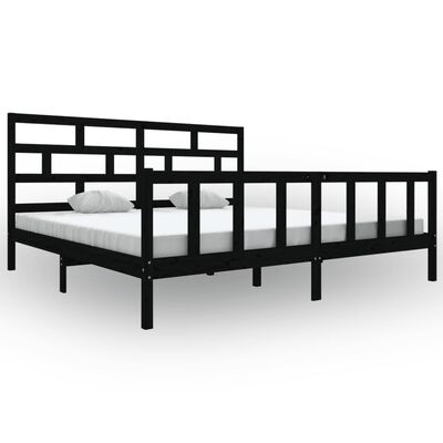 vidaXL Estrutura de cama super king 180x200 cm pinho maciço preto