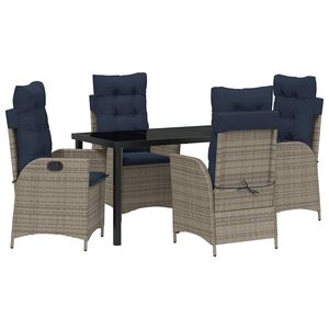 vidaXL Conjunto de Jantar para Jardim 5 unid. Cinza e Preto Vime